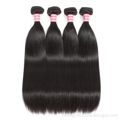 Full Cuticle Aligned Silky Straight 4 Bundles Brazilian Hair Bundles 100% Virgin Human Hair Extensions